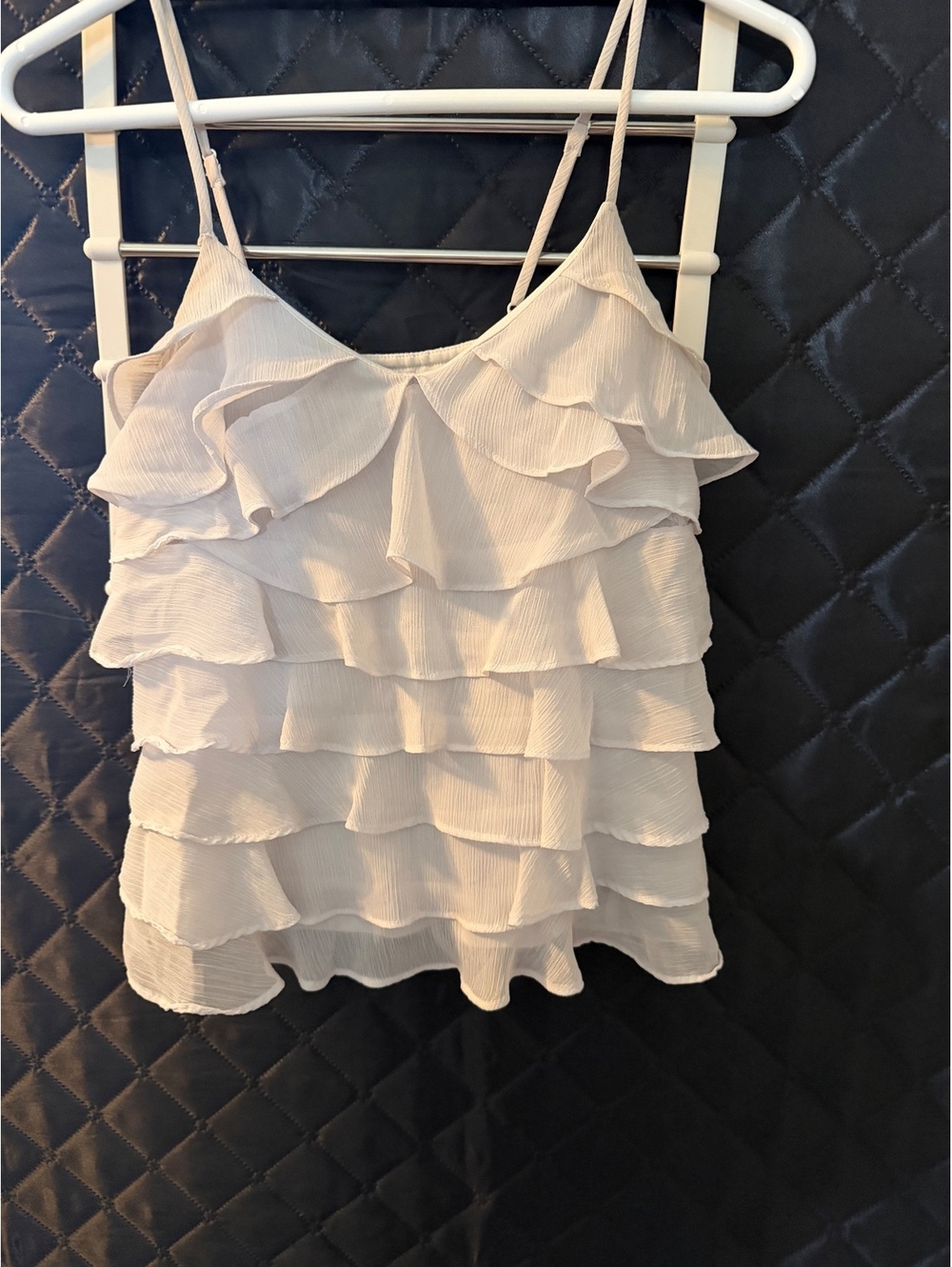 Candie's Women's White Ruffled Spaghetti Strap Tank Top Size